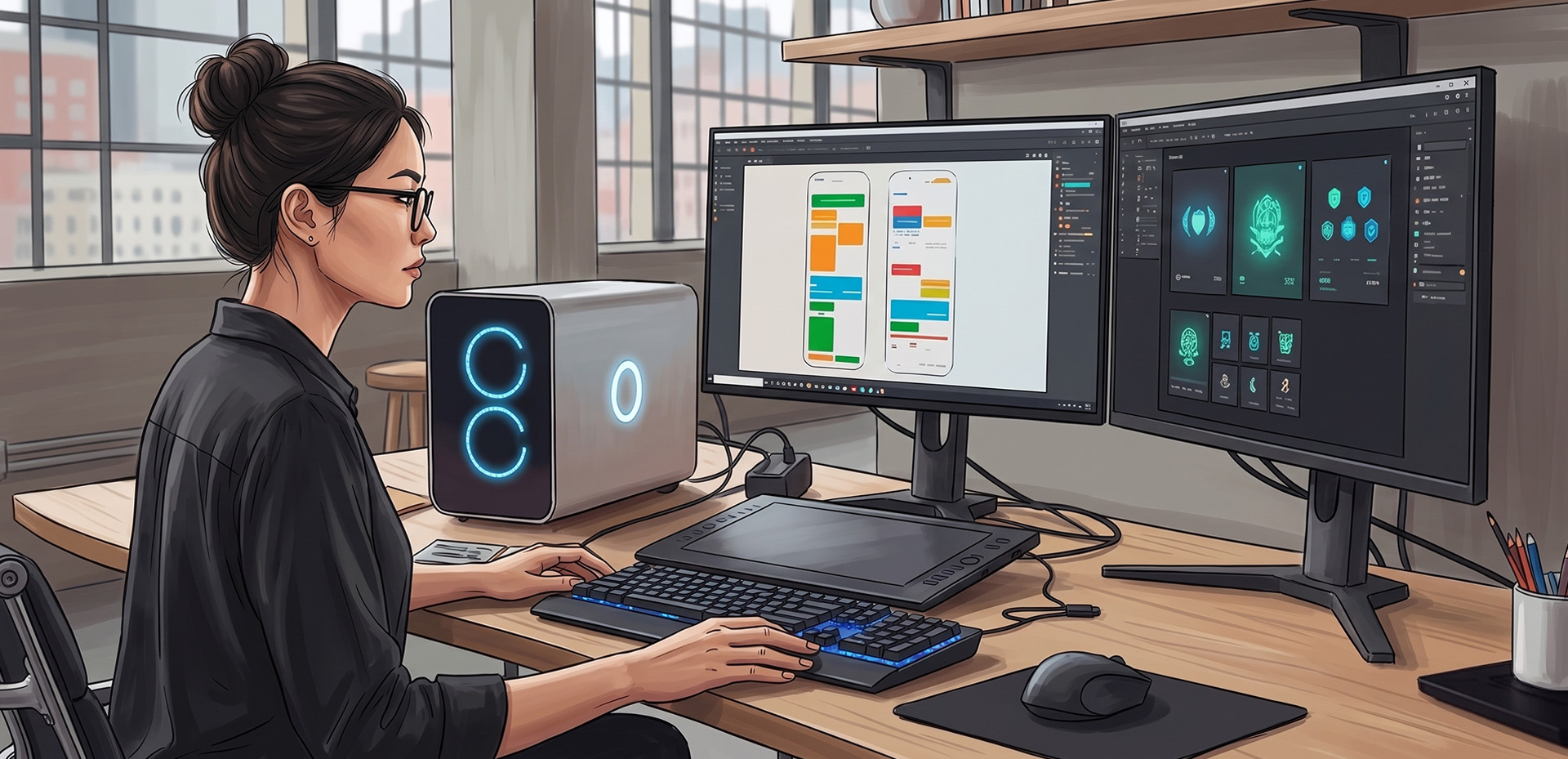 Designer at workstation